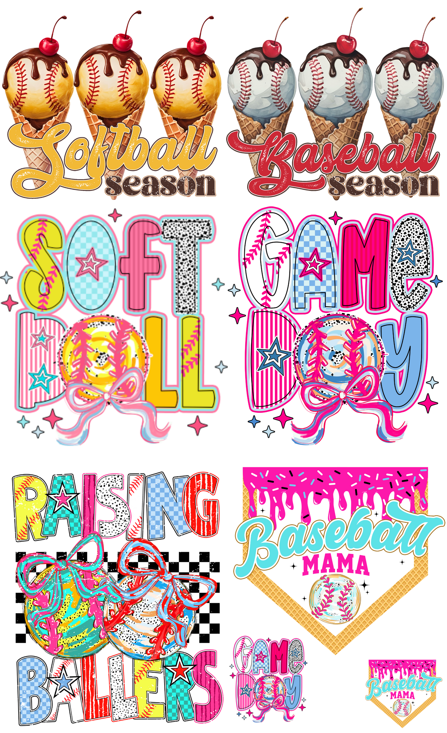 Softball/Baseball 36-inch premade gang sheet