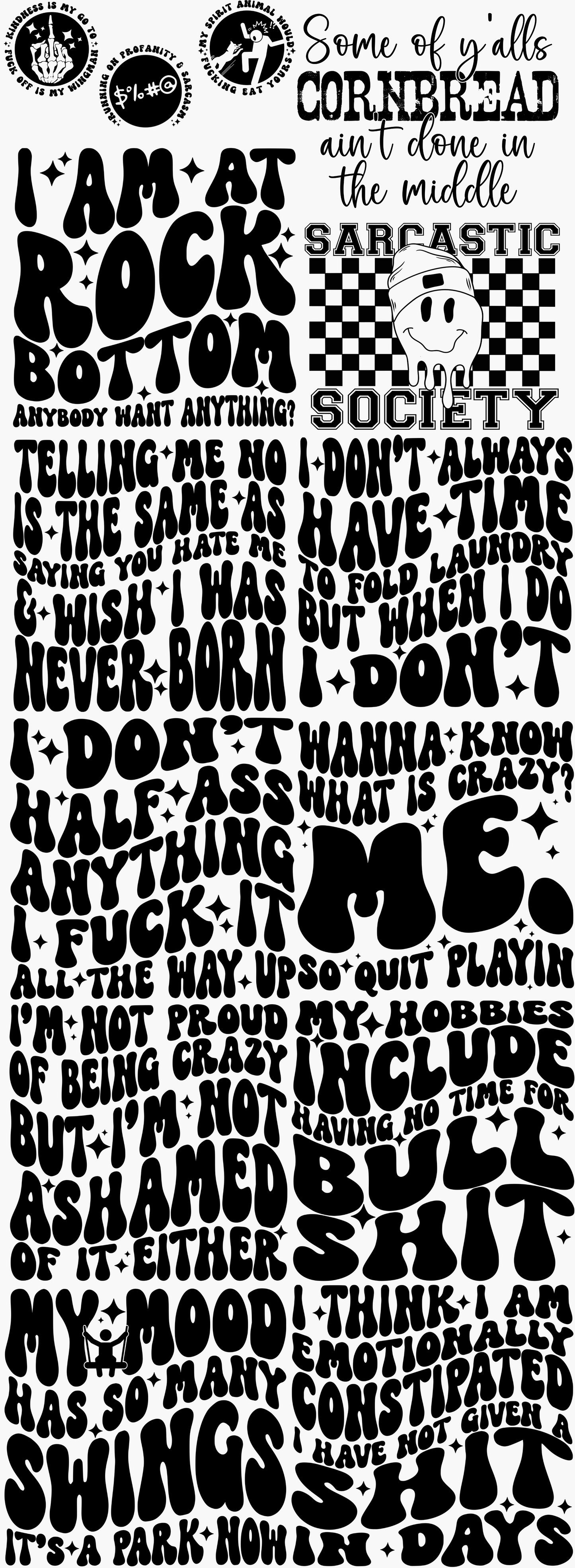 Snark with a side of sarcasm PREMADE Gangsheet 60 inches