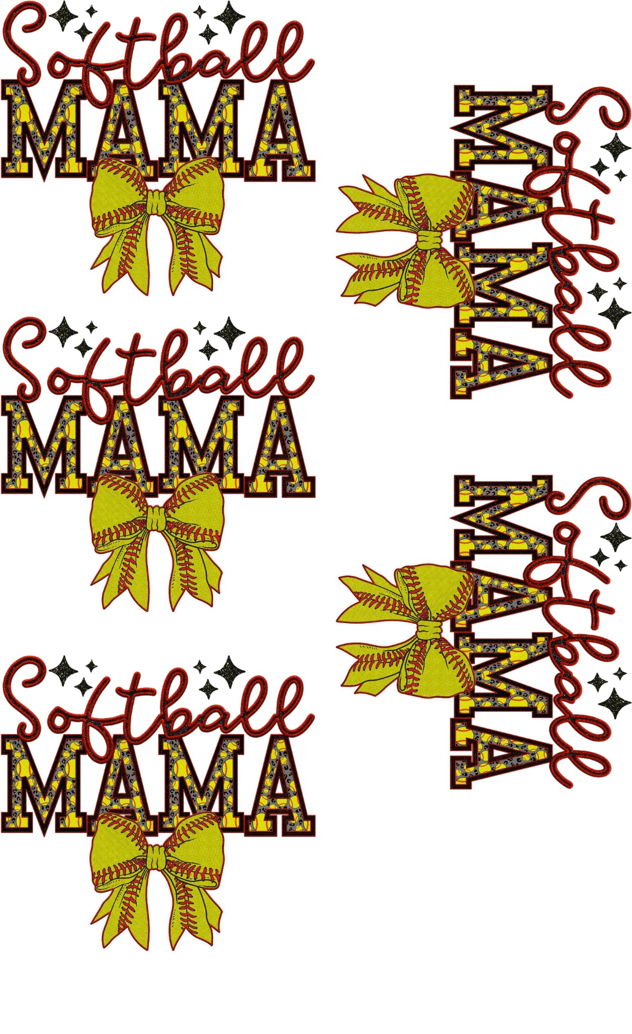 Softball Mama Coquette bow 36-inch premade gang sheet