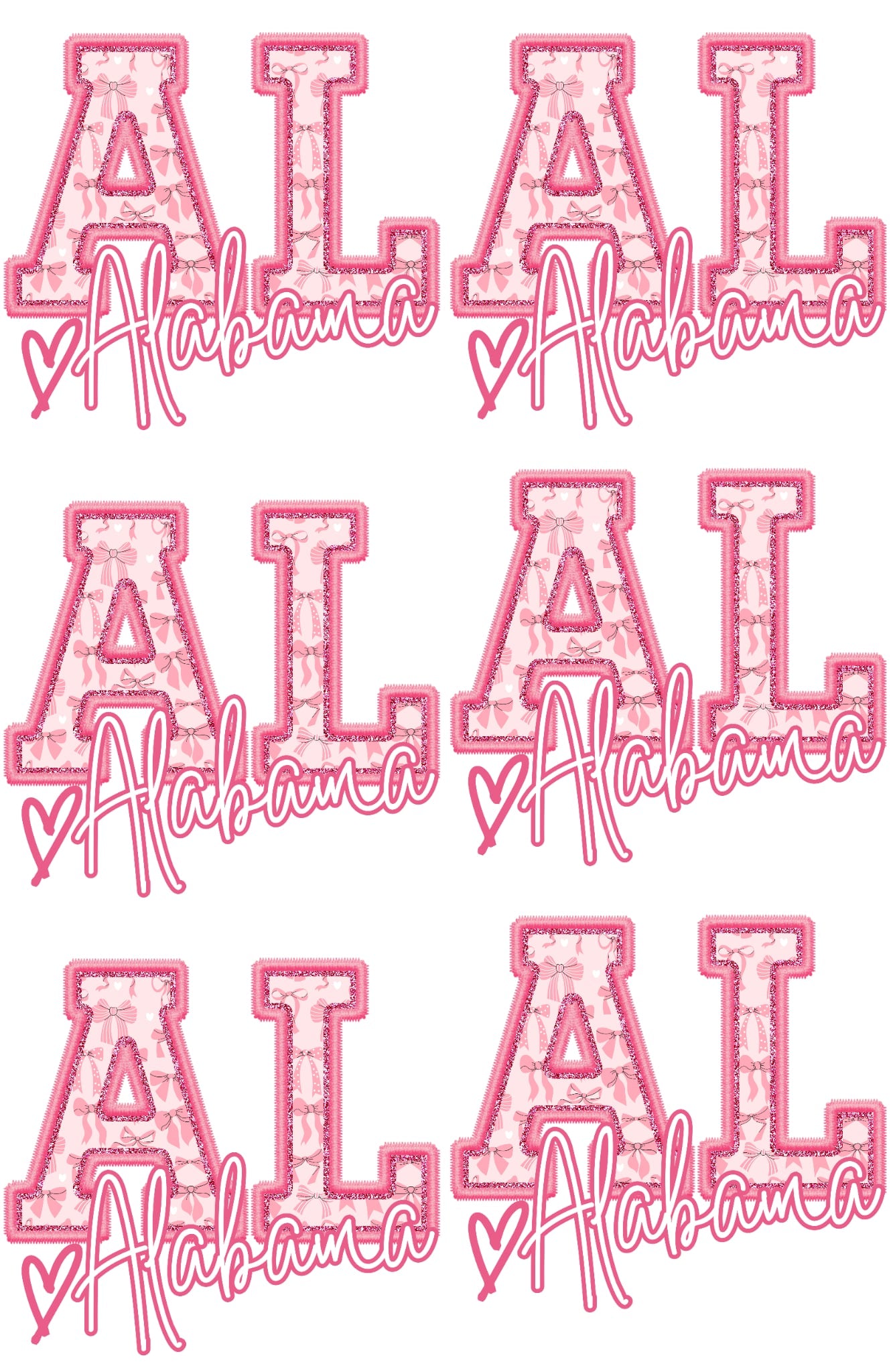 Alabama Faux Embroidery 36-inch premade gang sheet