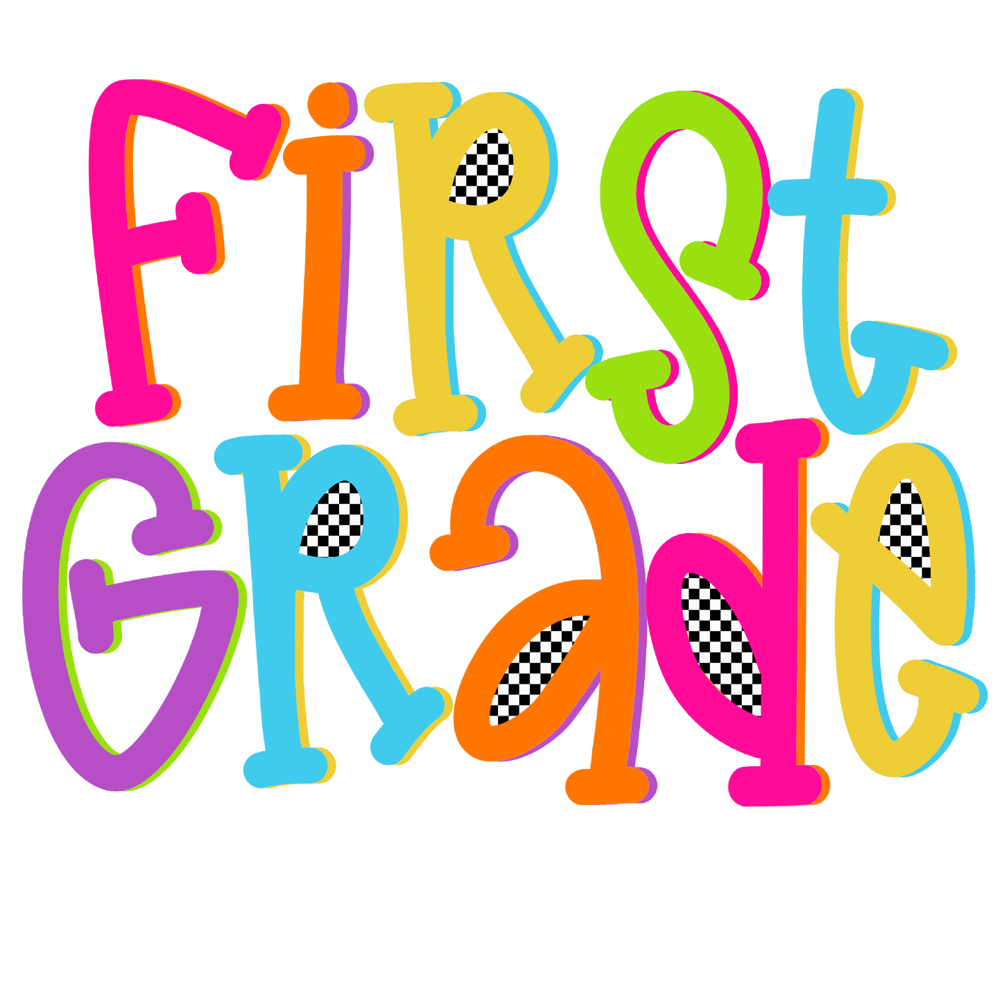 UVDTF Colored Checkered School Grades and Names UVDTF transfer