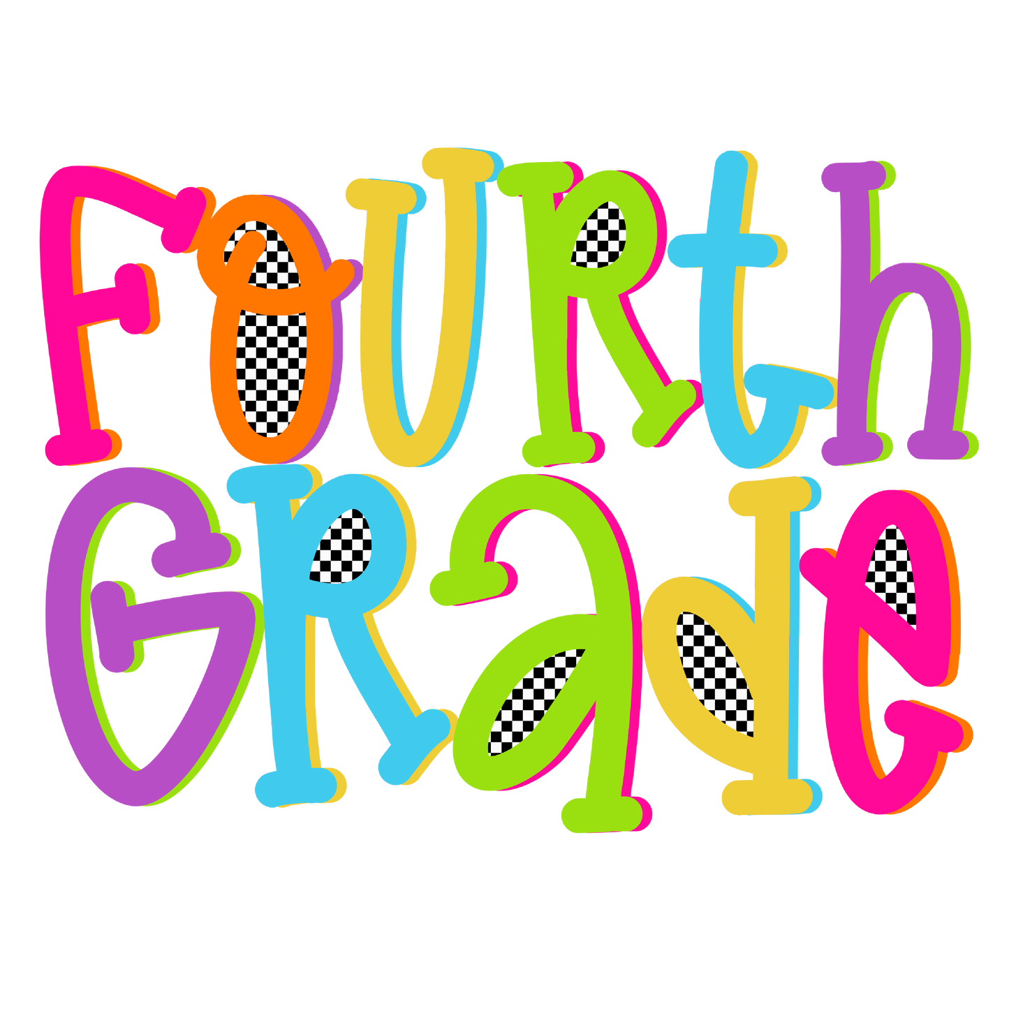 UVDTF Colored Checkered School Grades and Names UVDTF transfer