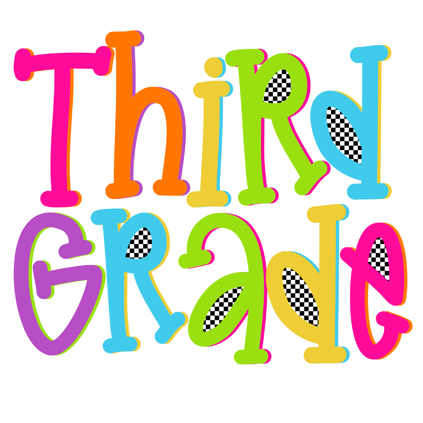 UVDTF Colored Checkered School Grades and Names UVDTF transfer