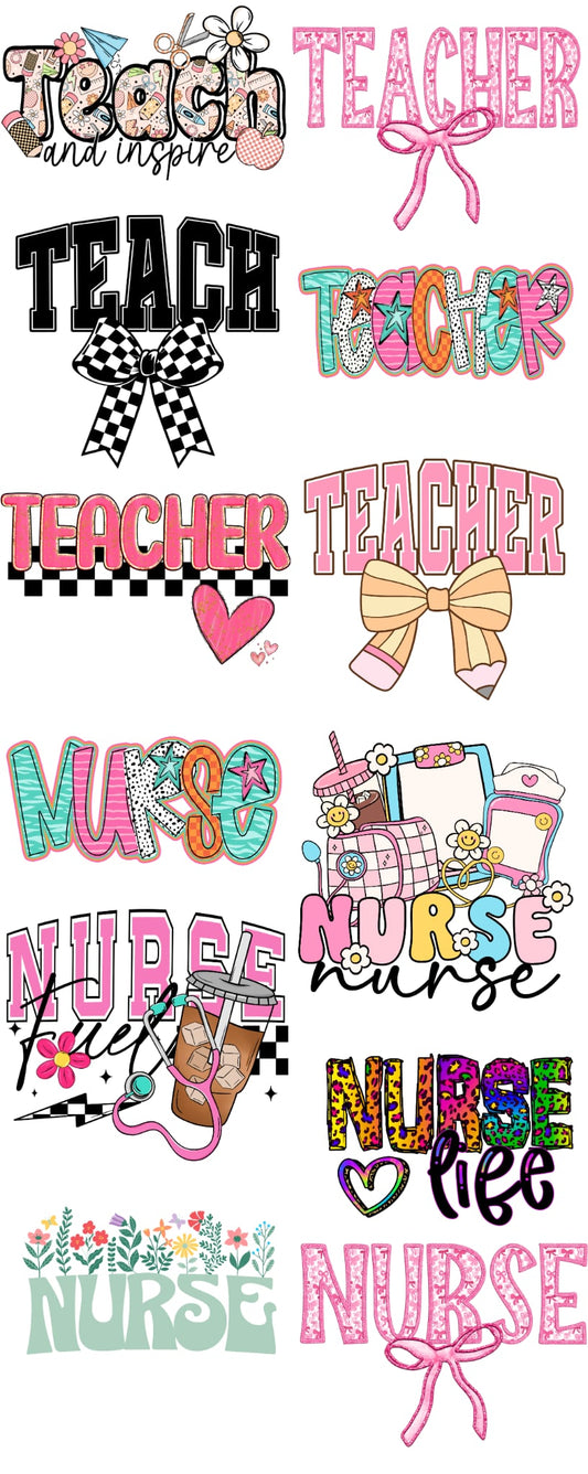 Teacher/ Nurse 60-inch premade gang sheet