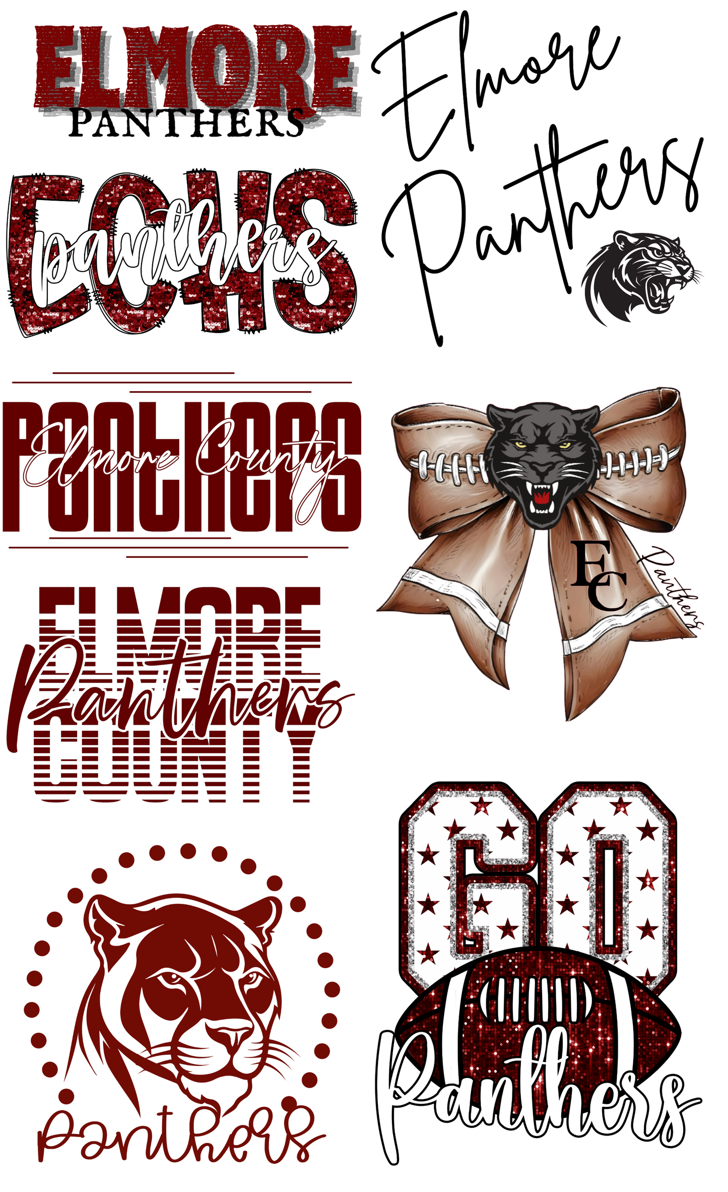 Elmore County Panthers Mini Premade Gangsheet