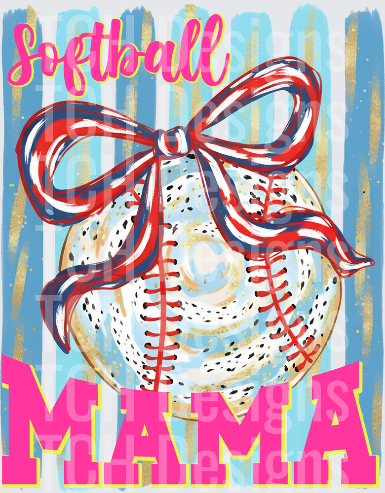 Preppy Softball Mama png