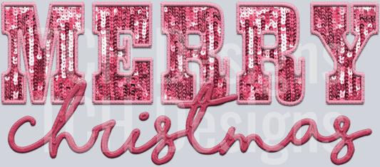 merry chritstmas pink sequin