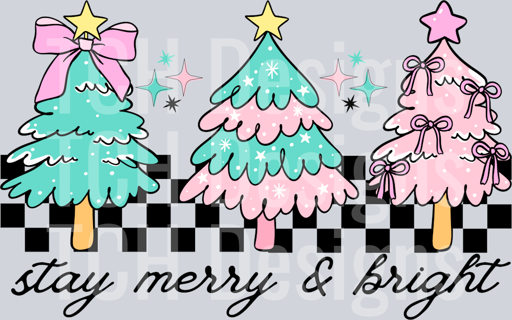 Stay merry and bright preppy Xmas trees hwds