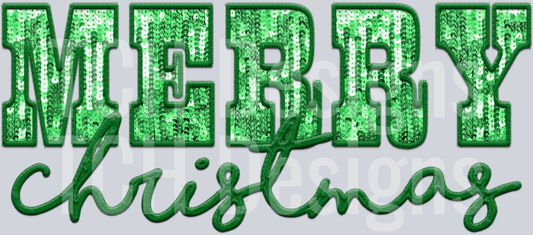 merry christmas green sequins