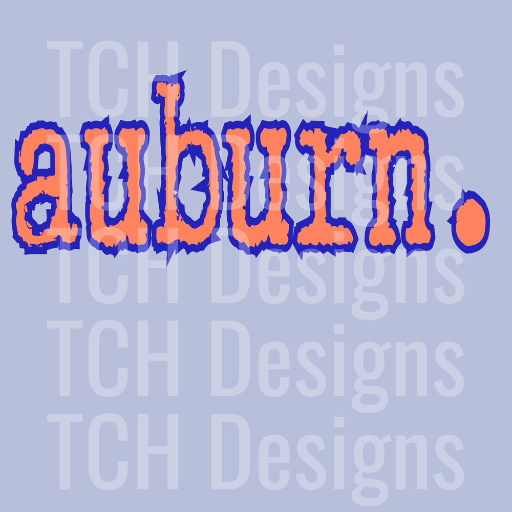 Auburn Bold Orange and Blue Distressed Varsity Text