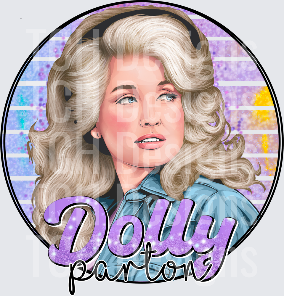 Dolly Parton Glitter Purple Circle Portrait Design