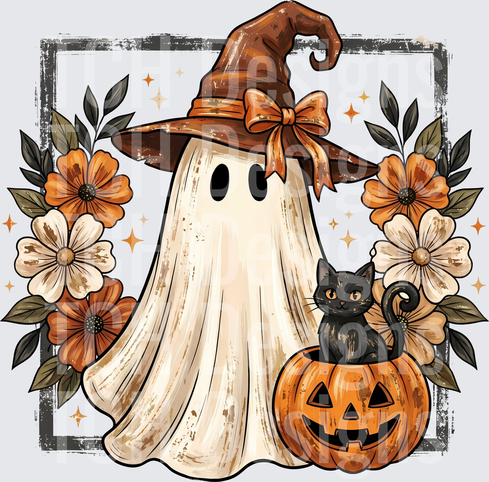 Floral Ghost and Black Cat