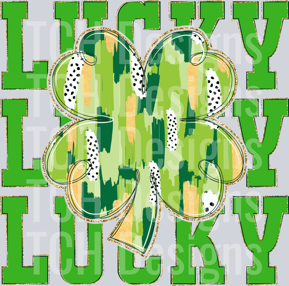 Brushstroke St Patrick_s Day Lucky Shamrock PNG (1)