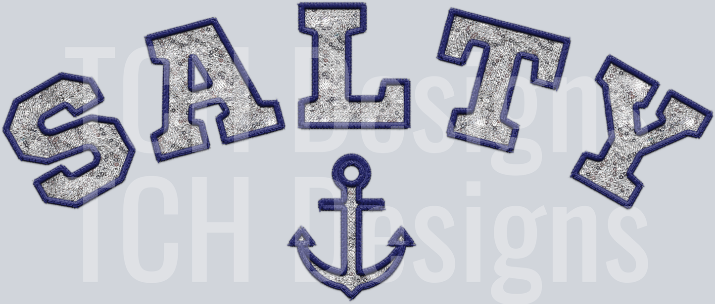 Salty Navy blue faux emb HWDS