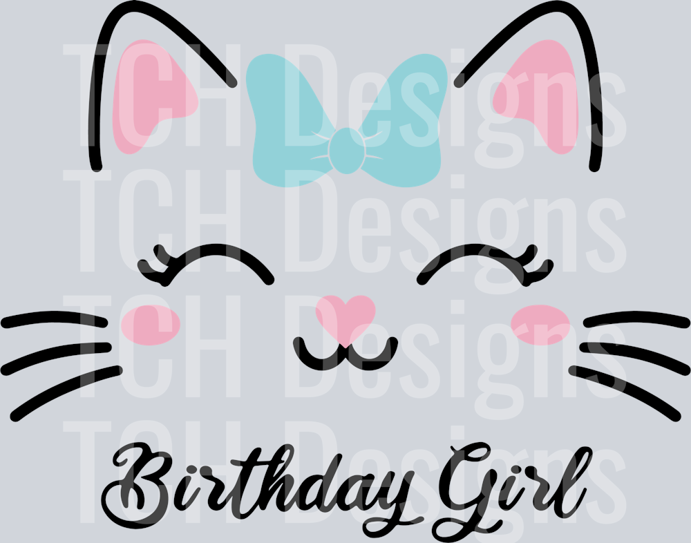 birthday girl cat with bow