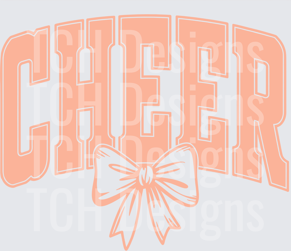 Peach Arched CHEER Varsity Letters with Ribbon Bow