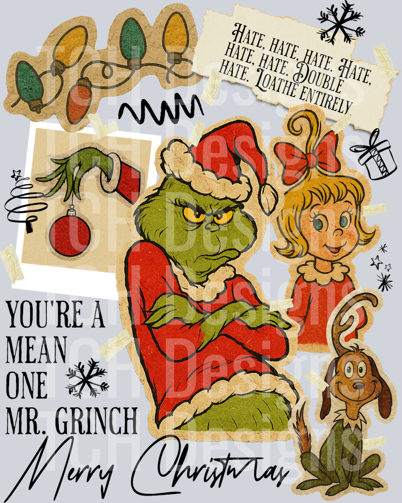 Vintage Christmas Movie Collage GRINCH HWDS