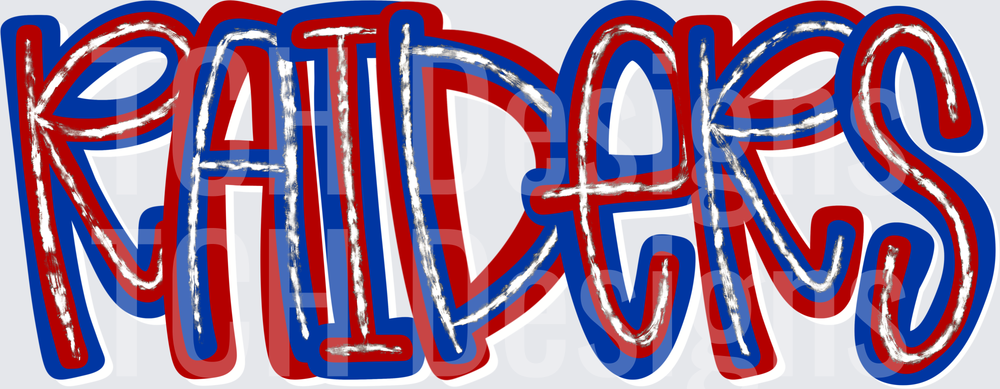 Raiders Bold Graffiti Style Red White Blue Lettering