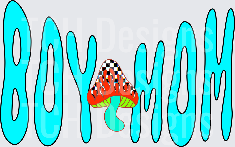 Groovy Retro Buy High Dripping Text with Psychedelic Mushroom