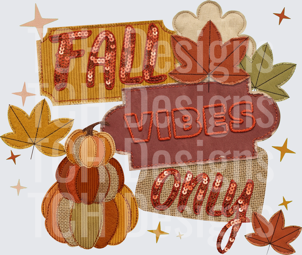 fall vibes only faux emb hwds