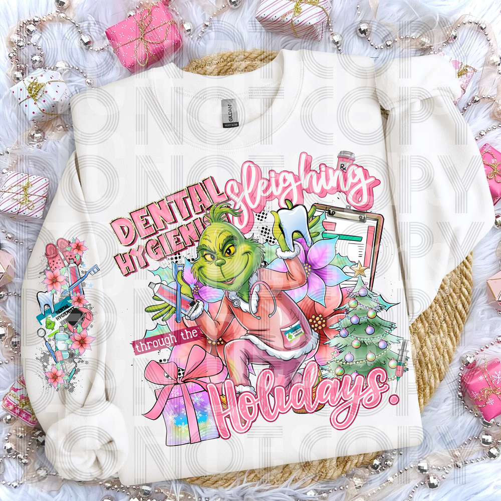 Grinch Dental Hygienist Sleighing Through the Holidays