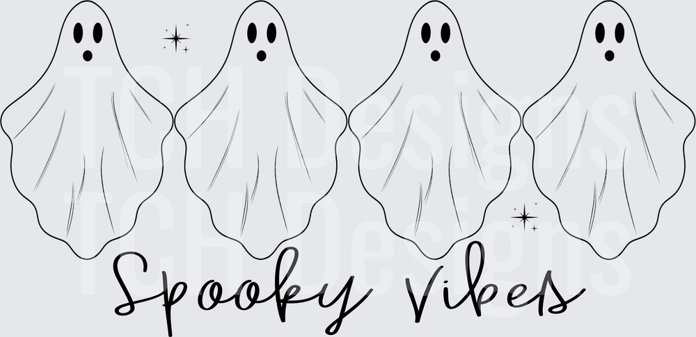 Four Cute Ghosts Spooky Vibes Halloween Script