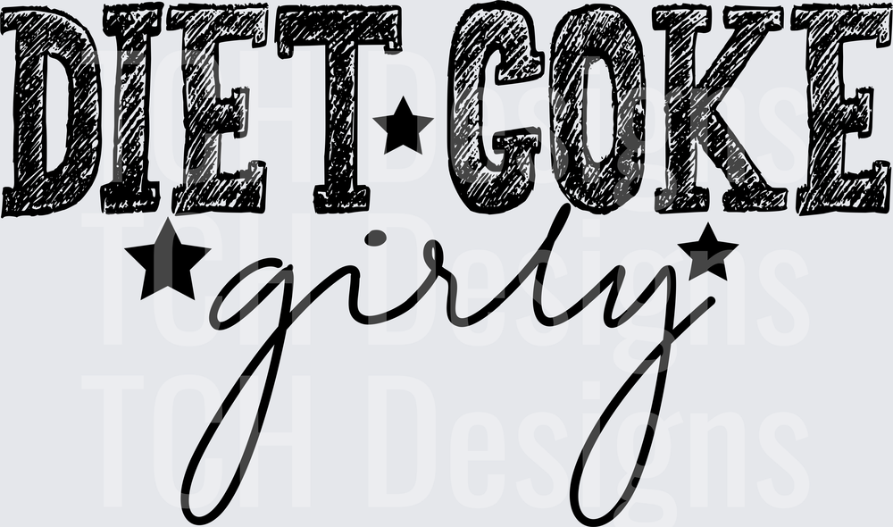 Diet Coke Girly Bold Sketch Text with Stars