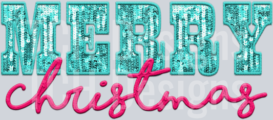 merry christmas sequins pink aqua