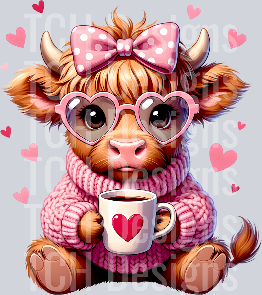 Valentine's Day Highland Cow