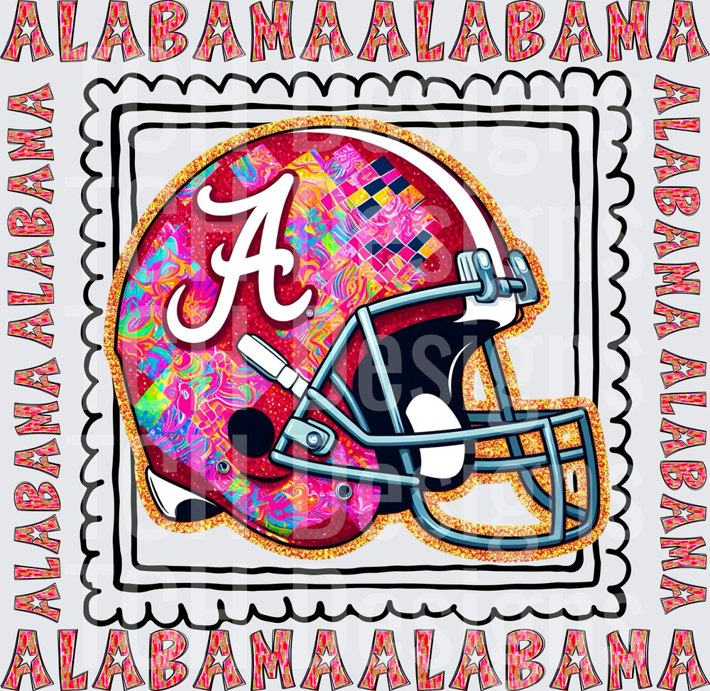 Alabama Crimson Tide Holographic Glitter Football Helmet