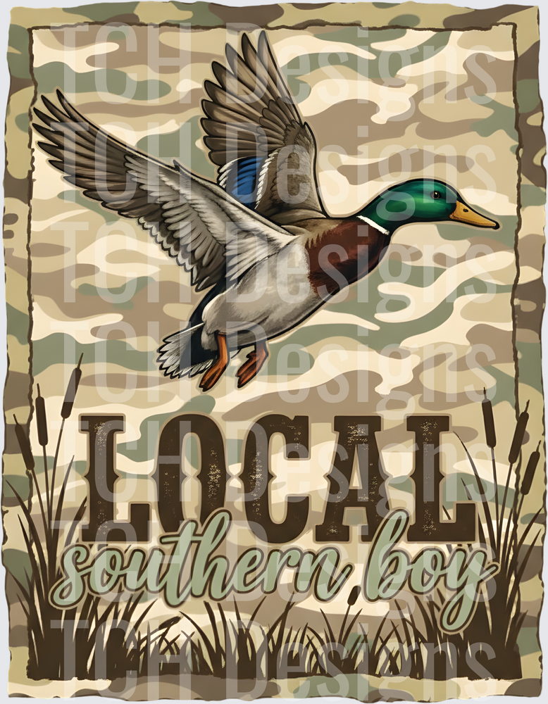 Local Southern Boy Flying Mallard Duck Camo Design