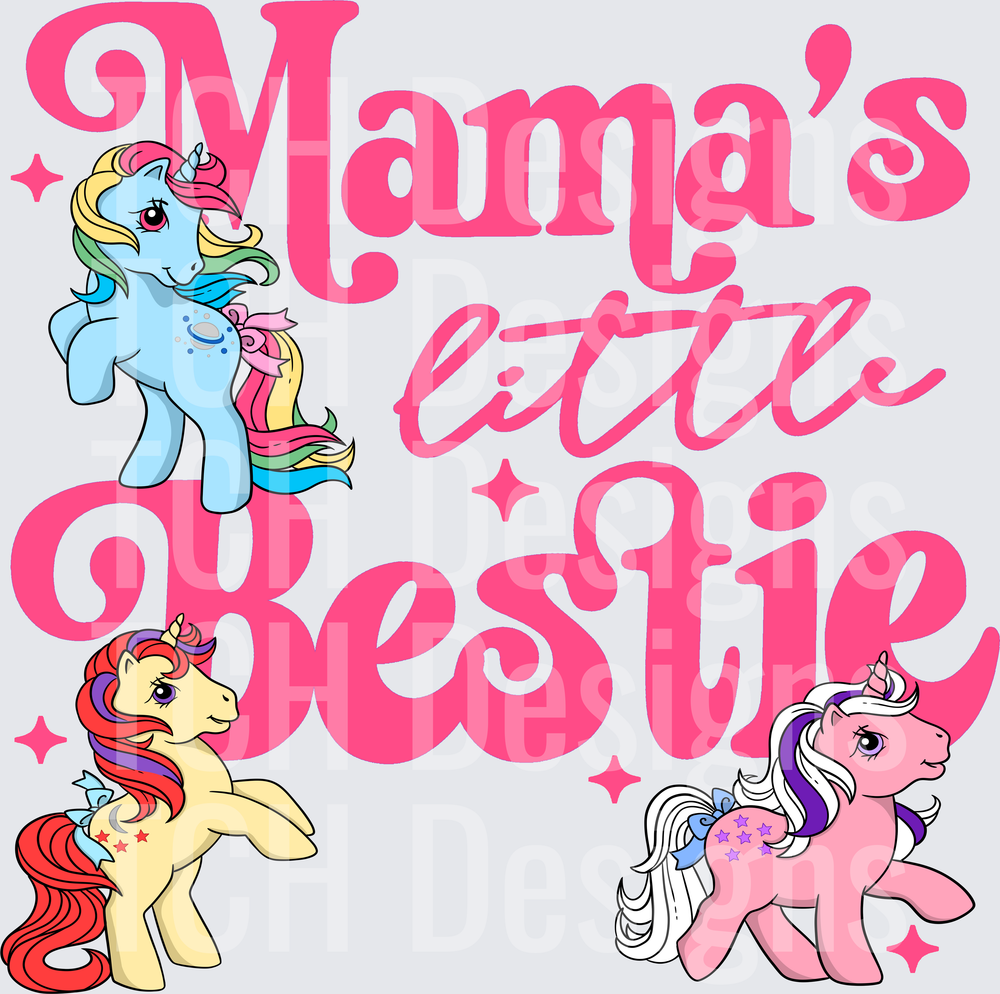 mama pony bestie pink letter