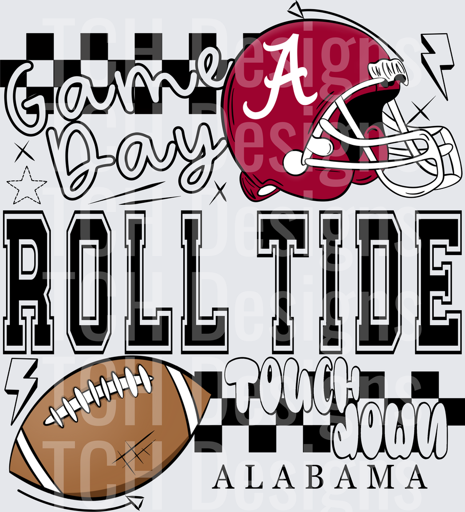 Alabama Crimson Tide Game Day Roll Tide Touchdown Football