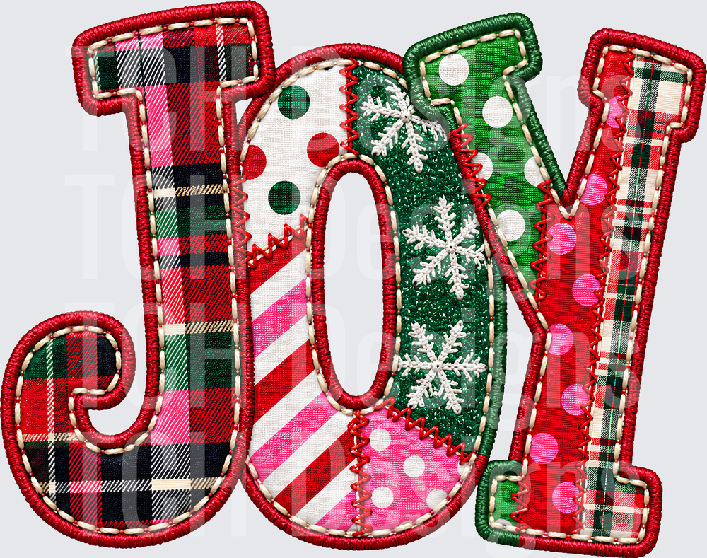 JOY CHRISTMAS FAUX EMBROIDERY
