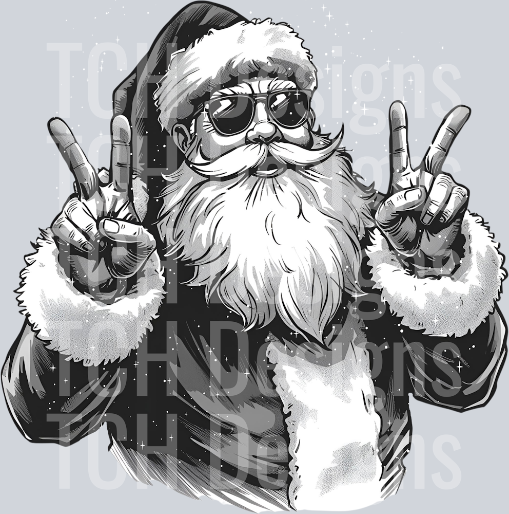 SANTA PEACE BLACK AND WHITE (1)