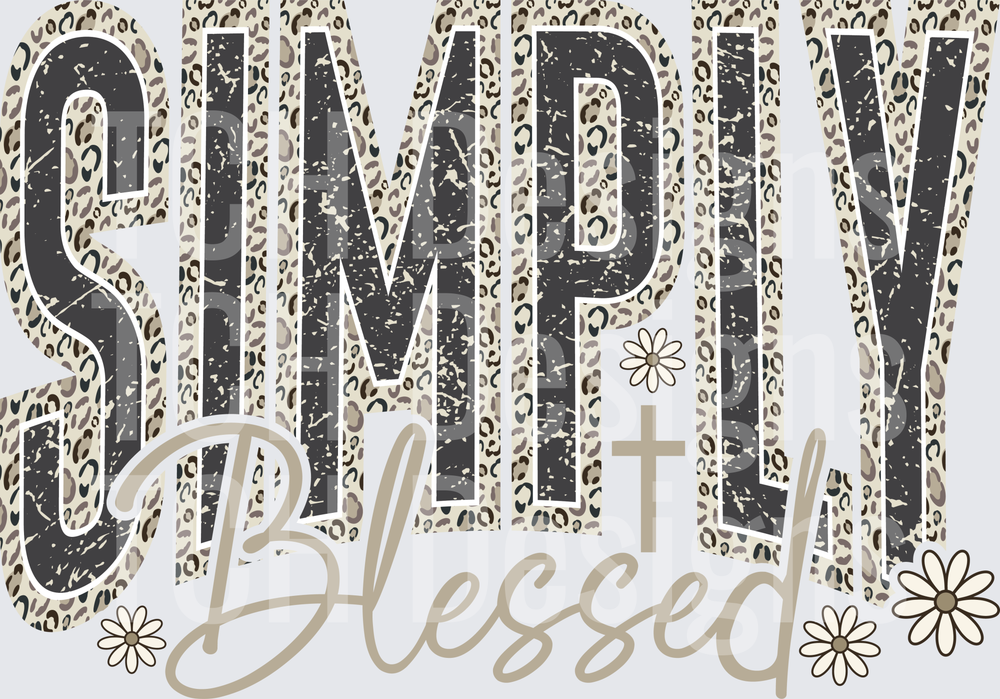 Simply Blessed Leopard Print Distressed Cross Daisy Design