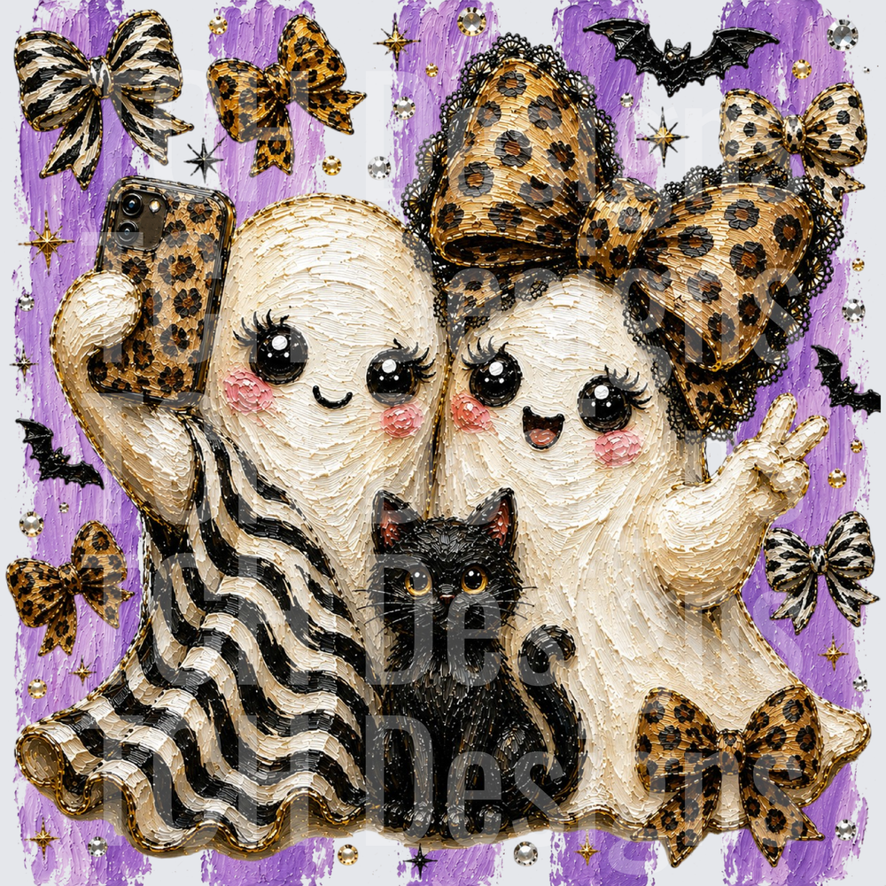 Leopard Ghost Png, Preppy Ghost Coquette Png