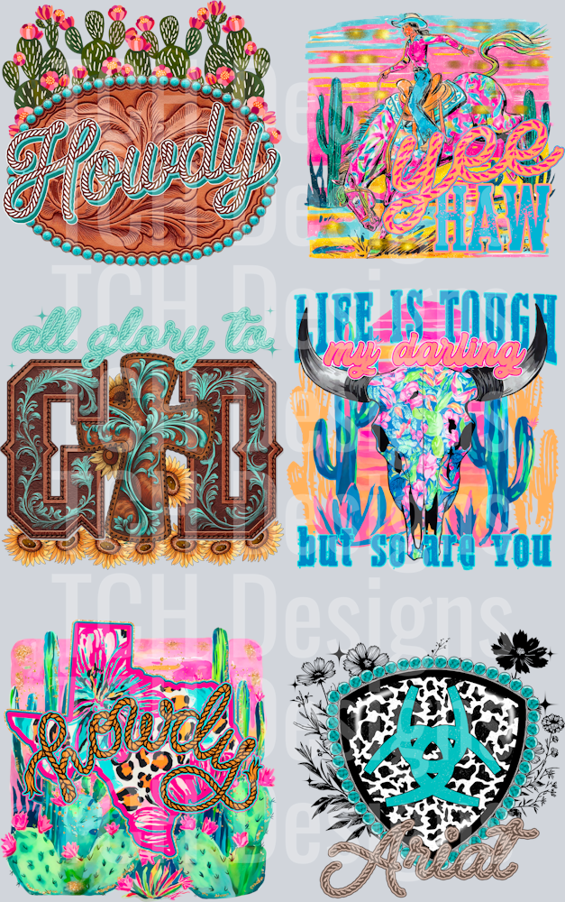 Turquoise and cow print