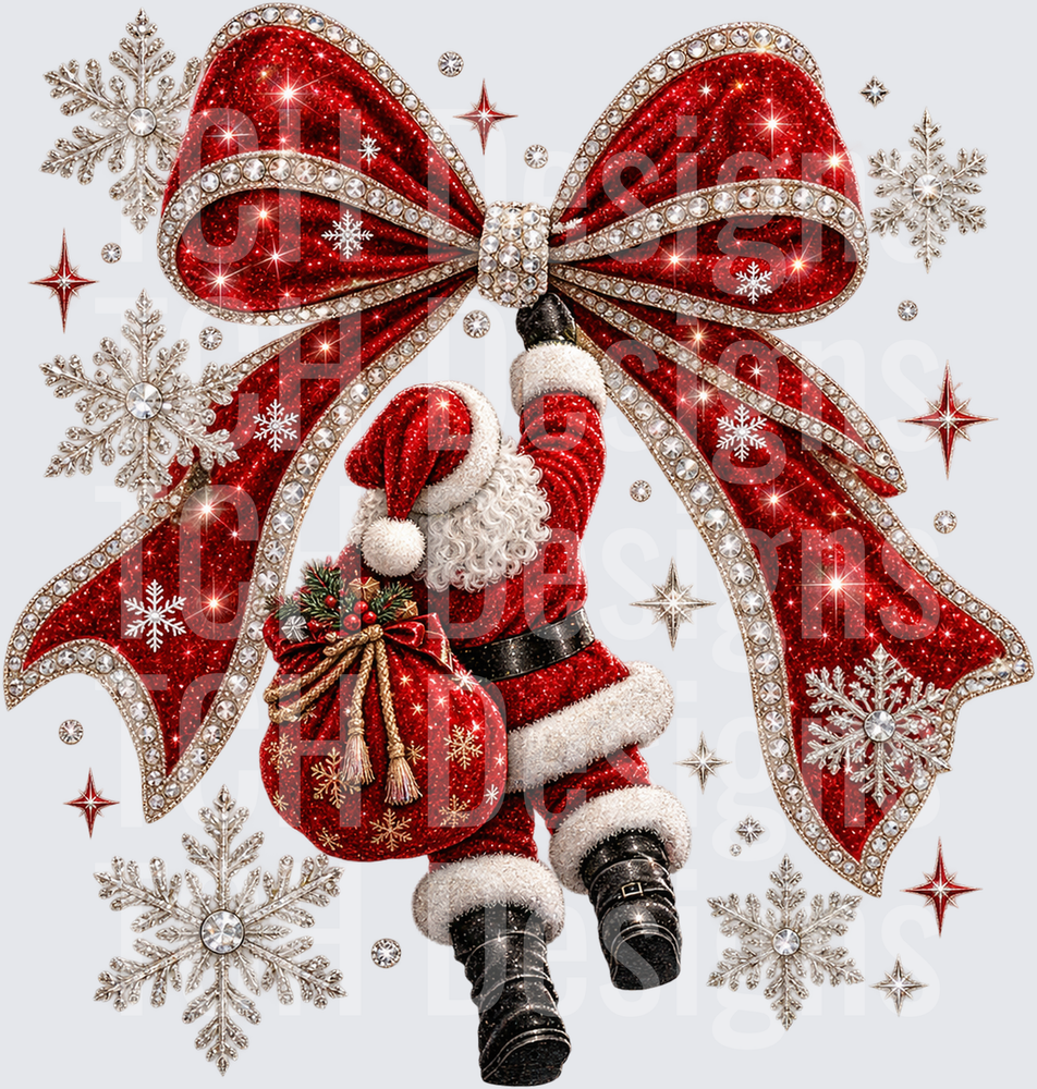 Santa Bow and Snowflakes