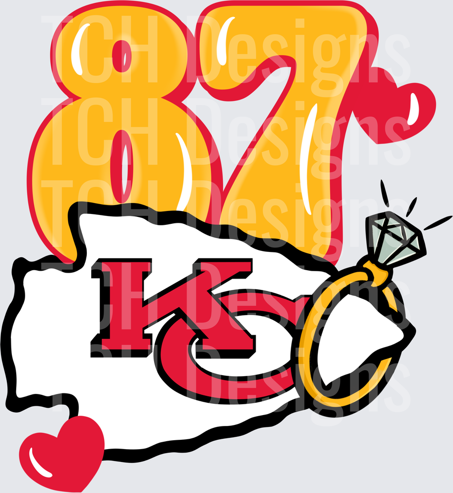 KC Chiefs 87 Diamond Ring Hearts Love Fan Design
