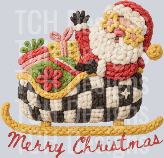 MERRY CHRISTMAS SANTA SLEIGH FAUX YARN