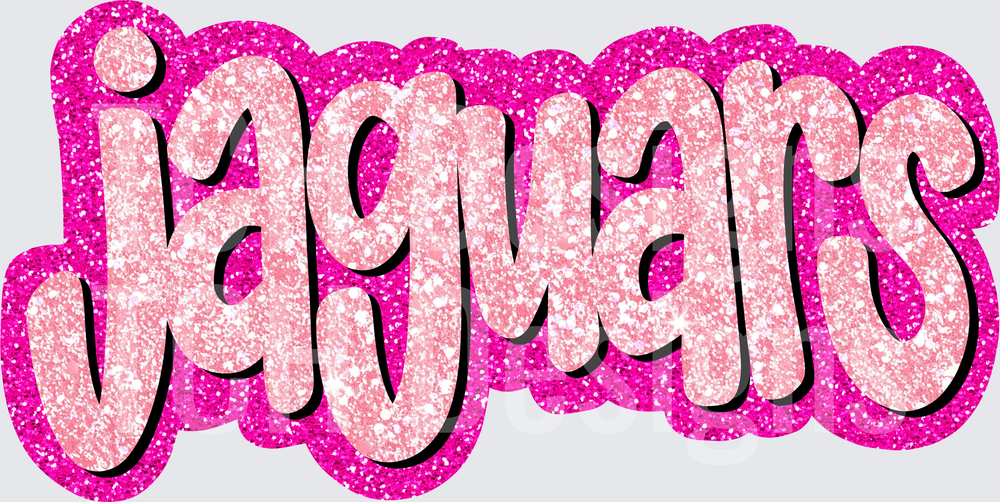 Jaguars Glitter Pink Retro Bubble Letter Design