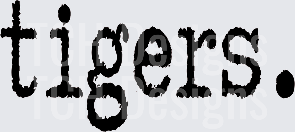 tigers. Distressed Jagged Font Text Graphic