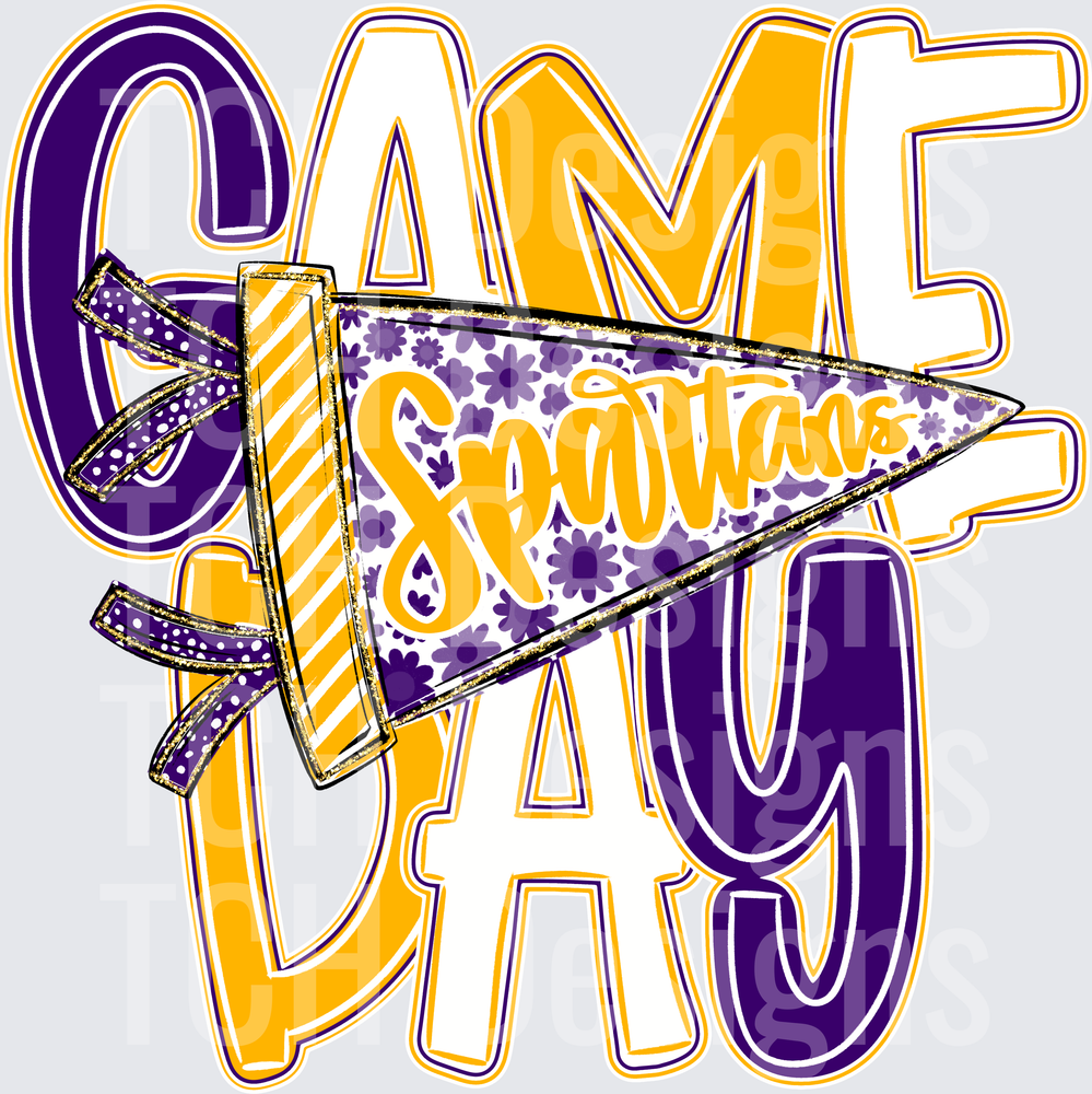Spartans_Game_Day_Floral_Pennant_Purple_Yellow_Gold