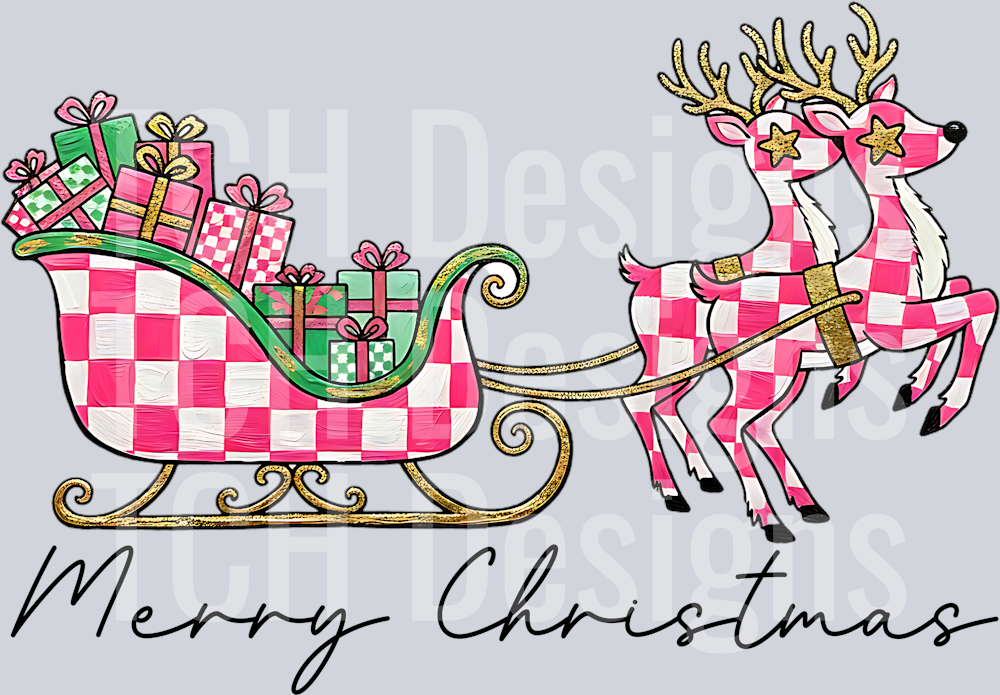 Merry Christmas pink checkered print