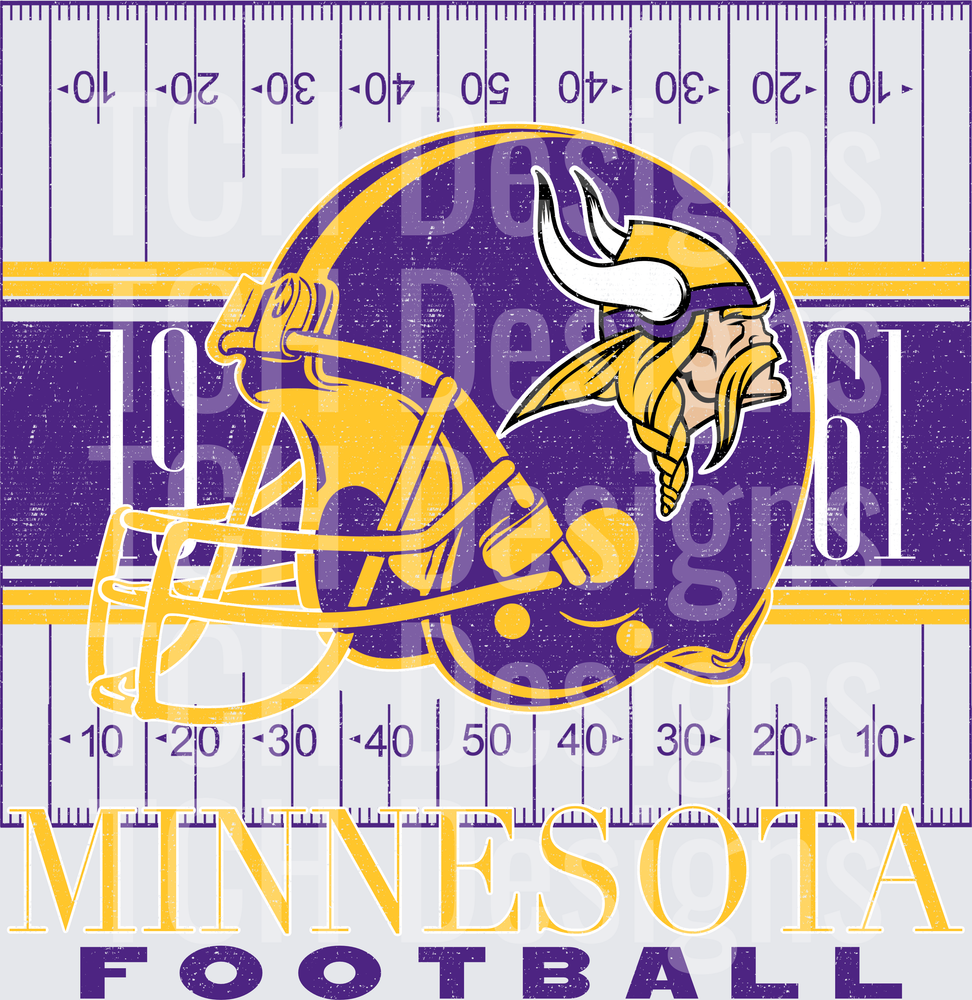Minnesota Vikings 1961 Retro Football Field Helmet Design