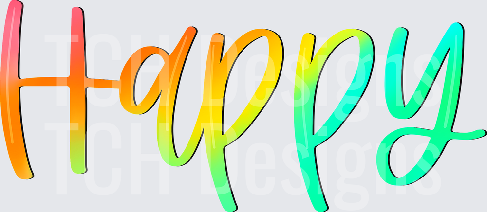 Happy Rainbow Gradient Script Lettering