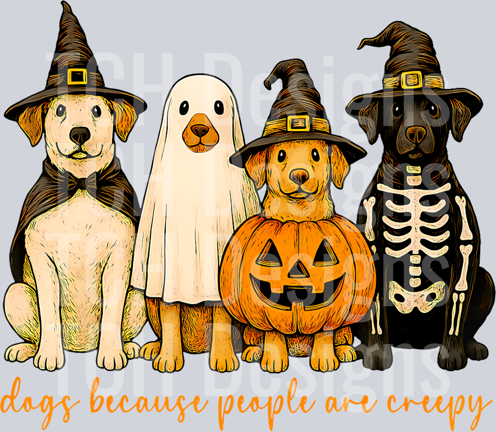 20 Dogs Because People Are Creepy Ghost Witch Pumpkin Halloween T-Shirt