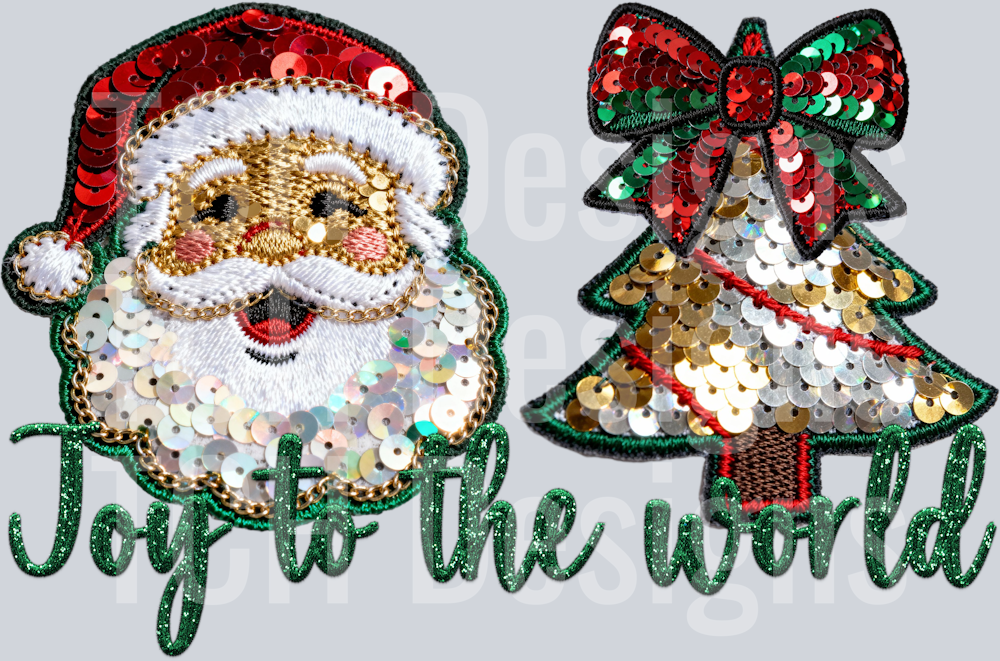 Joy to the world faux sequin HWDS