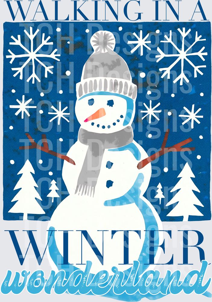 Walking In A Winter Wonderland Snowman Holiday Design